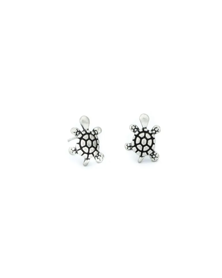 Silver Turtle Stud Earrings in zamak - Unique Jewelry