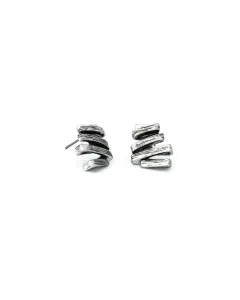 Silver Zigzag Stud Earrings in zamak - Trendy Jewelry