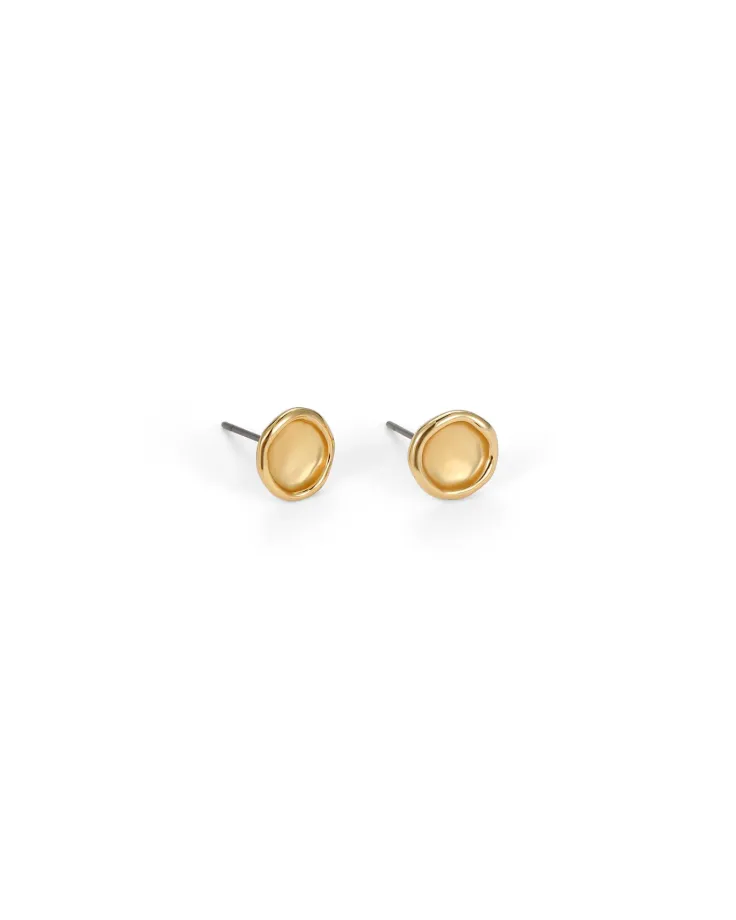 Matte Gold Round Earrings in zamak - Contemporary Jewelry