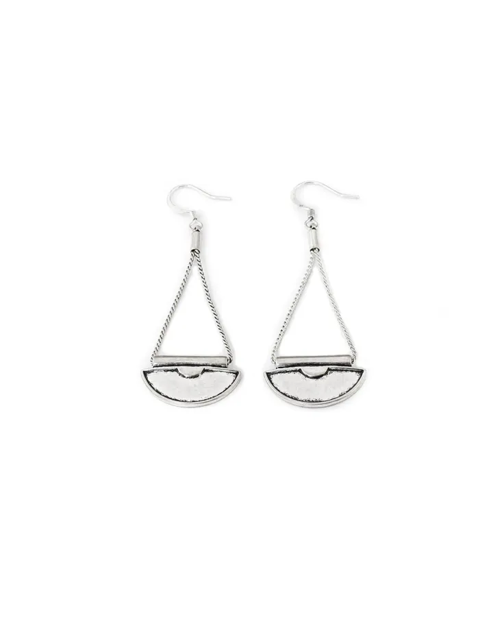 Silver Half-Moon Earrings in zamak - Designer Jewelry