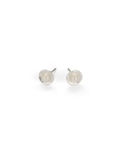 Matte White Earrings with Pearl - Elegant Design
