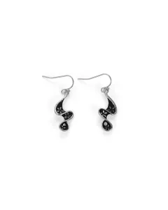 Silver Earrings with Black Epoxy - Modern Design