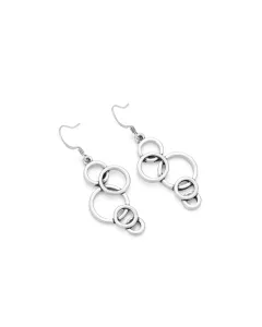 Antique Silver Linked Circles Earrings - Best Seller