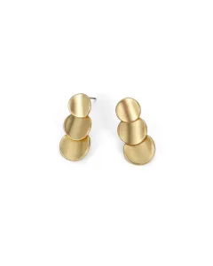 Matte Gold Triple Disc Earrings - Best Seller