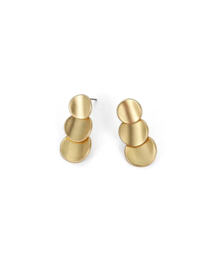 Matte Gold Triple Disc Earrings - Best Seller
