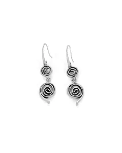 Antique Silver Spiral Drop Earrings - Artistic Elegance