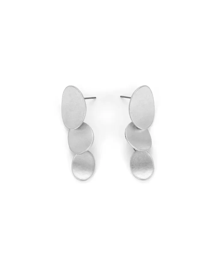 Silver Oval Drop Earrings - Modern Elegance