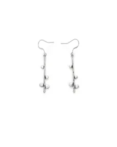 Long Silver-Finish Earrings - Modern geometric design