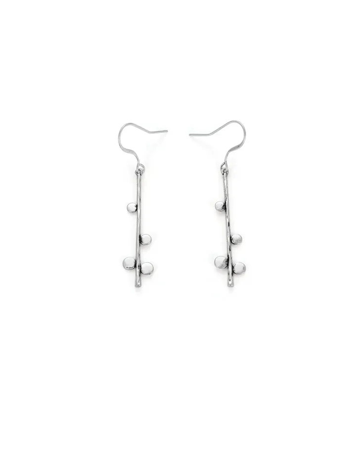 Long Silver-Finish Earrings - Modern geometric design