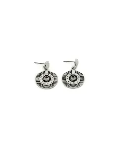 Silver-Plated Earrings - Engraved Design with Antique Finish