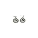 Silver-Plated Earrings - Engraved Design with Antique Finish