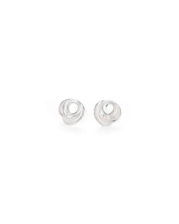 Silver-Plated Earrings - Design with Matte White Finish