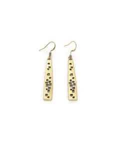Gold-Plated Earrings - Geometric Cut-Out Design
