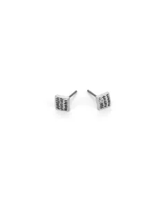 Square Silver-Plated Earrings - Vintage Finish and Engraved Details