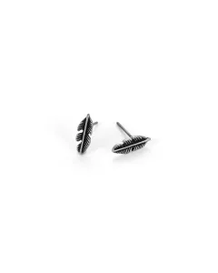 Silver-Plated Feather Earrings - Vintage Finish and Engraved Details