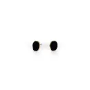 Elegant gold-finish stud earrings with black resin