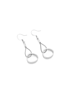 Silver-finish drop earrings with snake chain