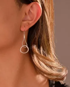 Silver-finish drop earrings with snake chain