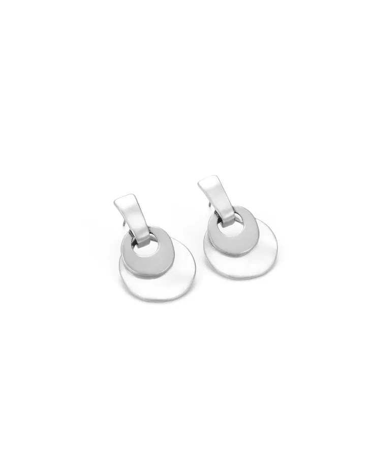 Silver zamak drop earrings with layered discs