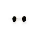 Small gold stud earrings with black resin