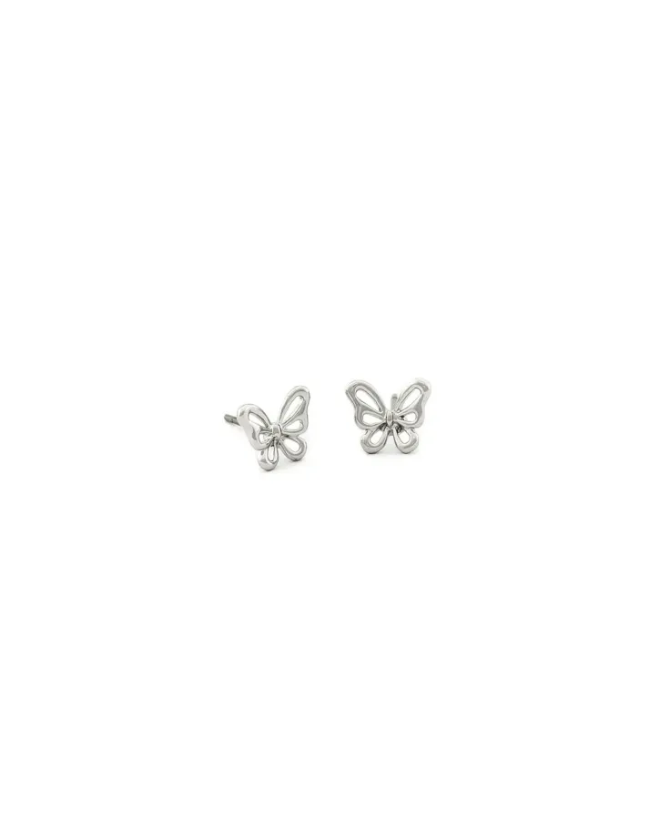 Silver Butterfly Stud Earrings in zamak - Designer Jewelry